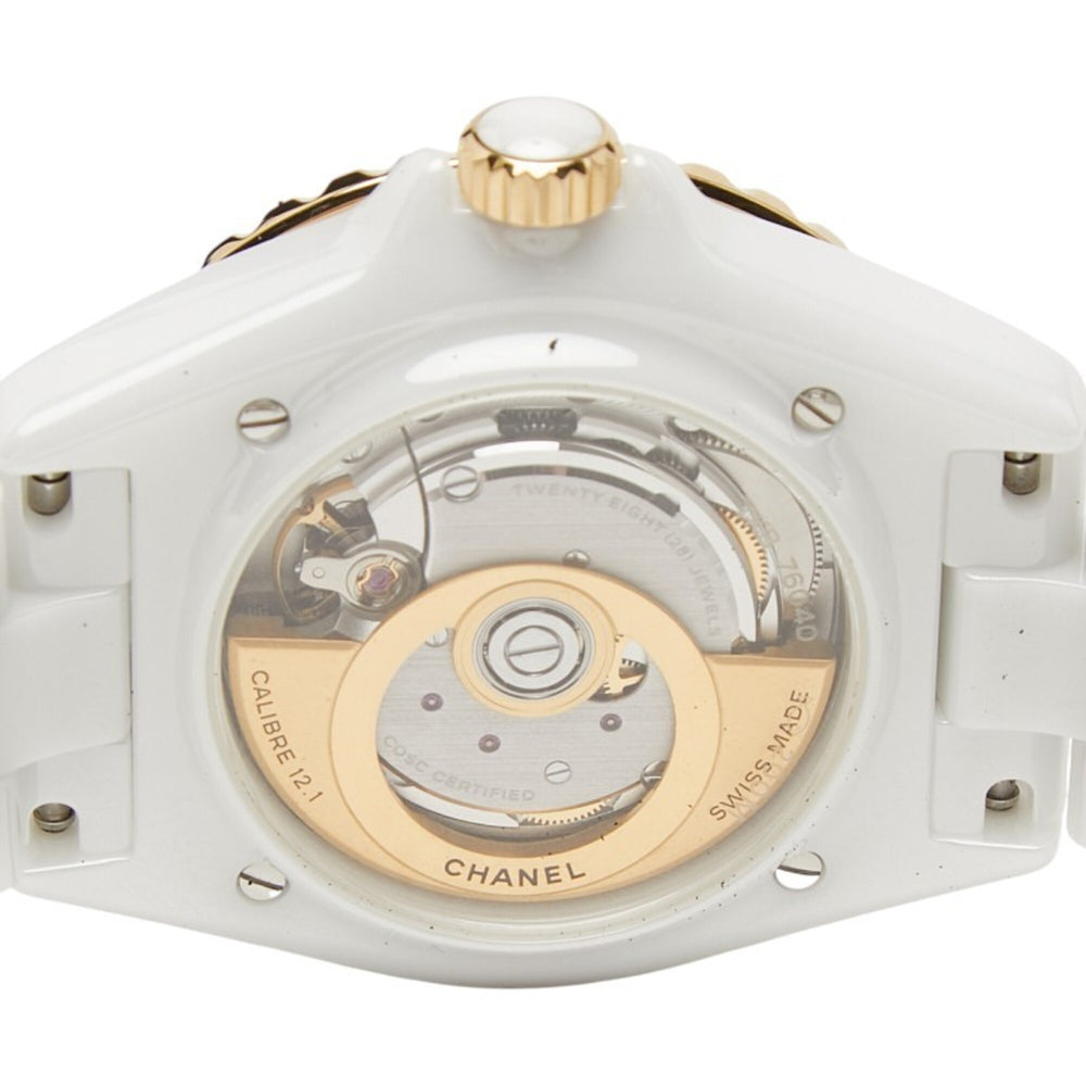 Chanel J12 Caliber 12.1 Watch H9540 Automatic (with manual winding) White Dial 18K Yellow Gold Ceramic Ladies CHANEL — Very Good