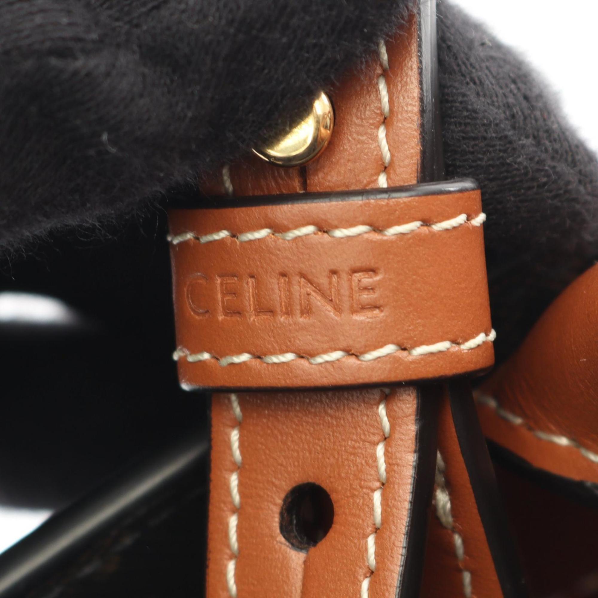 Celine Small Vertical Cabas Triomphe Tote Bag, Coated Canvas and Leather, Women's, Black Brown, 191542