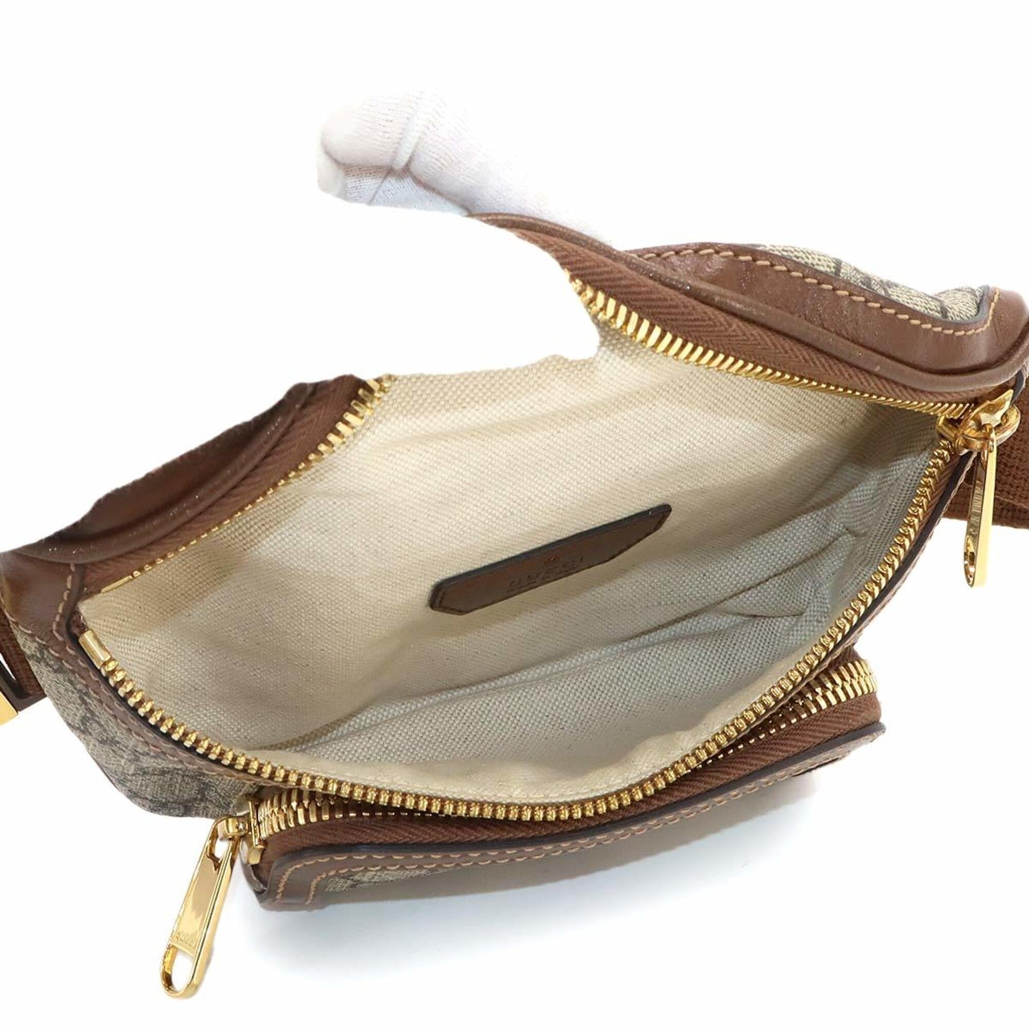Gucci Interlocking G Belt Bag, Waist Handbag, Pouch, GG Supreme Leather, Beige/Brown, 682933, Gold Hardware — Like New
