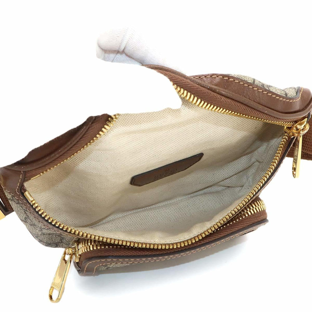 Gucci Interlocking G Belt Bag, Waist Handbag, Pouch, GG Supreme Leather, Beige/Brown, 682933, Gold Hardware — Like New