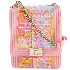 Chanel Chain Shoulder Boy Coco Mark AS0130 Tweed x Lambskin Pink Ladies Bag — Like New