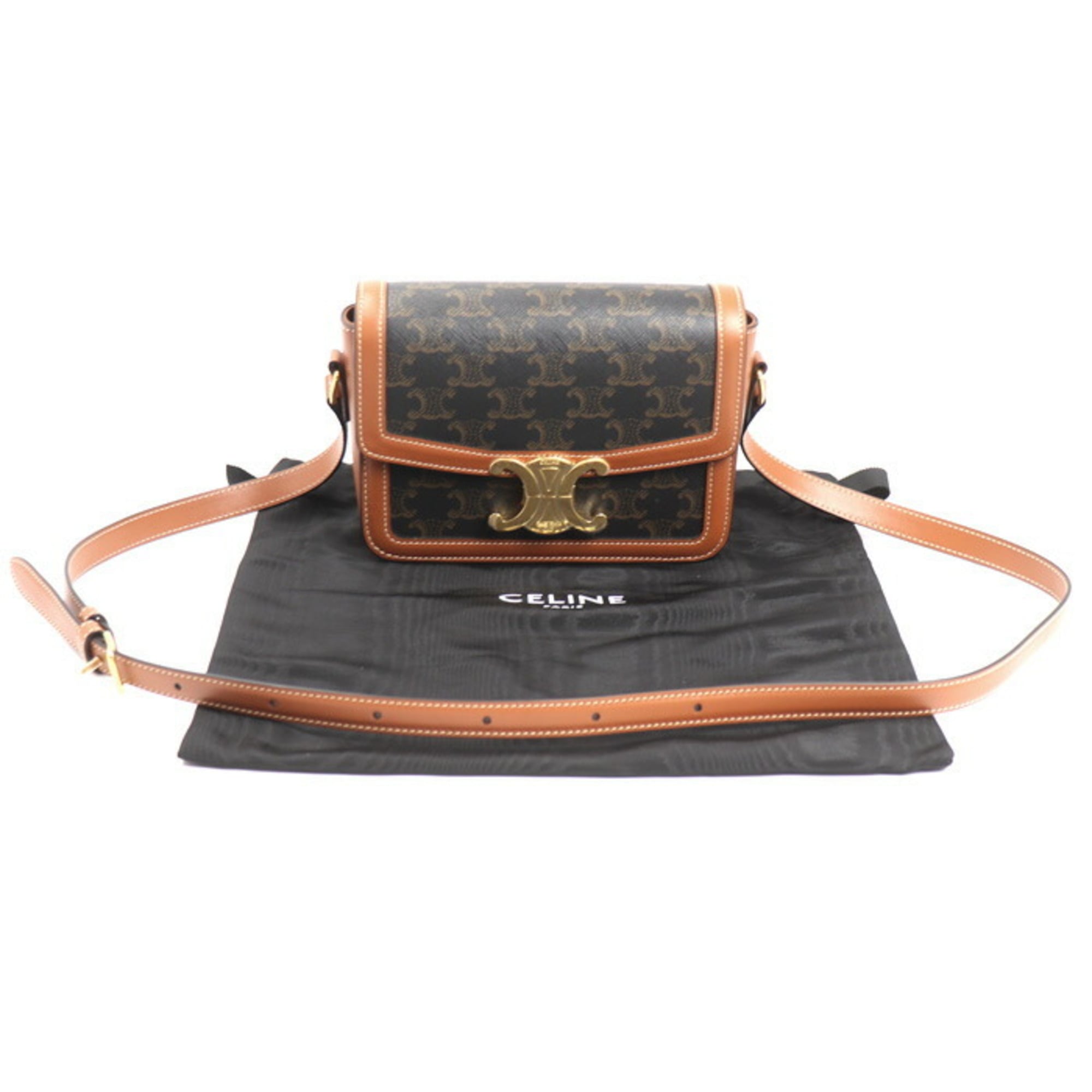 CELINE Triomphe Teen Shoulder Bag, Brown, 188882BZ4.04LU, Women's