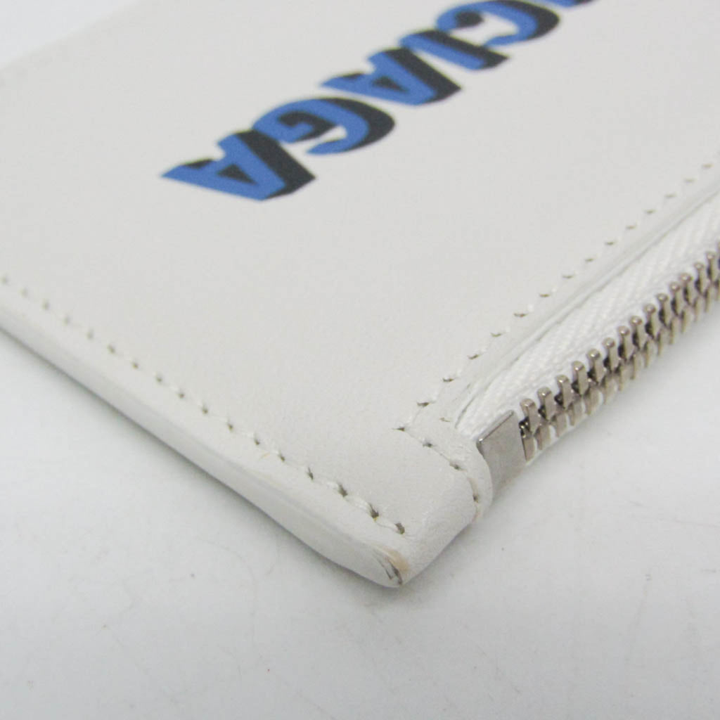 Balenciaga Coin Card Holder 594548 Men,Women Leather Coin Purse/coin Case White