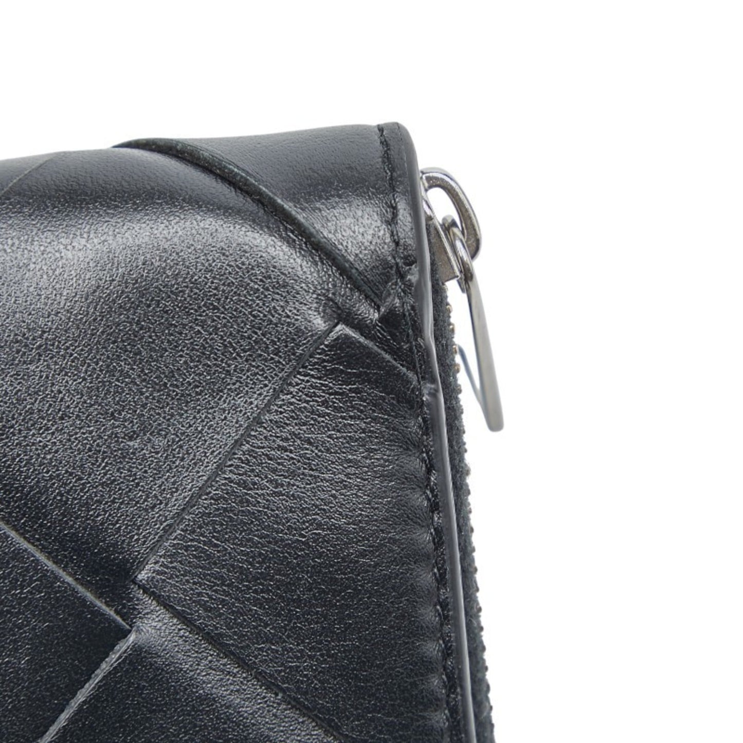 Bottega Veneta Intrecciato Round Zip Long Wallet in Black Leather for Women