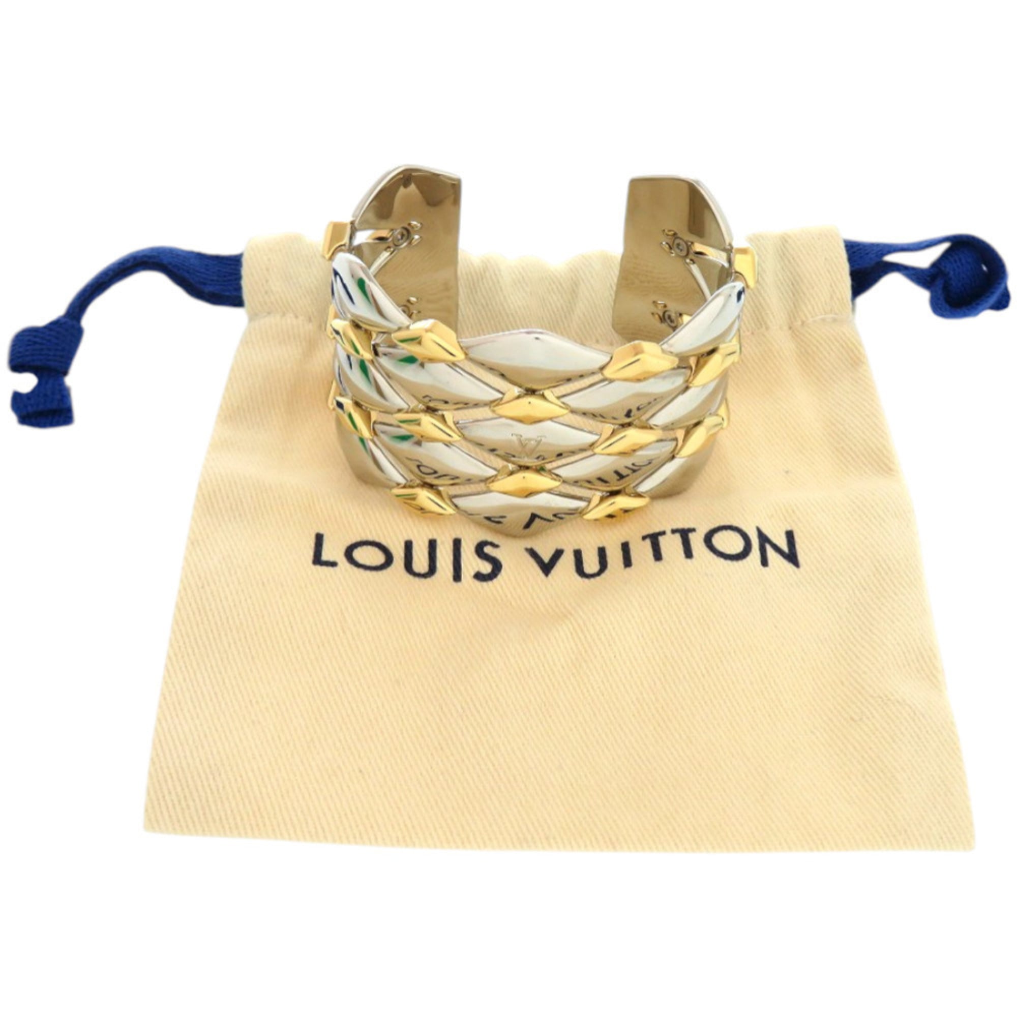 Like new Louis Vuitton Maltage Stud Bracelet R94057 Metal Gold Bangle 0705 LOUIS VUITTON — Like New