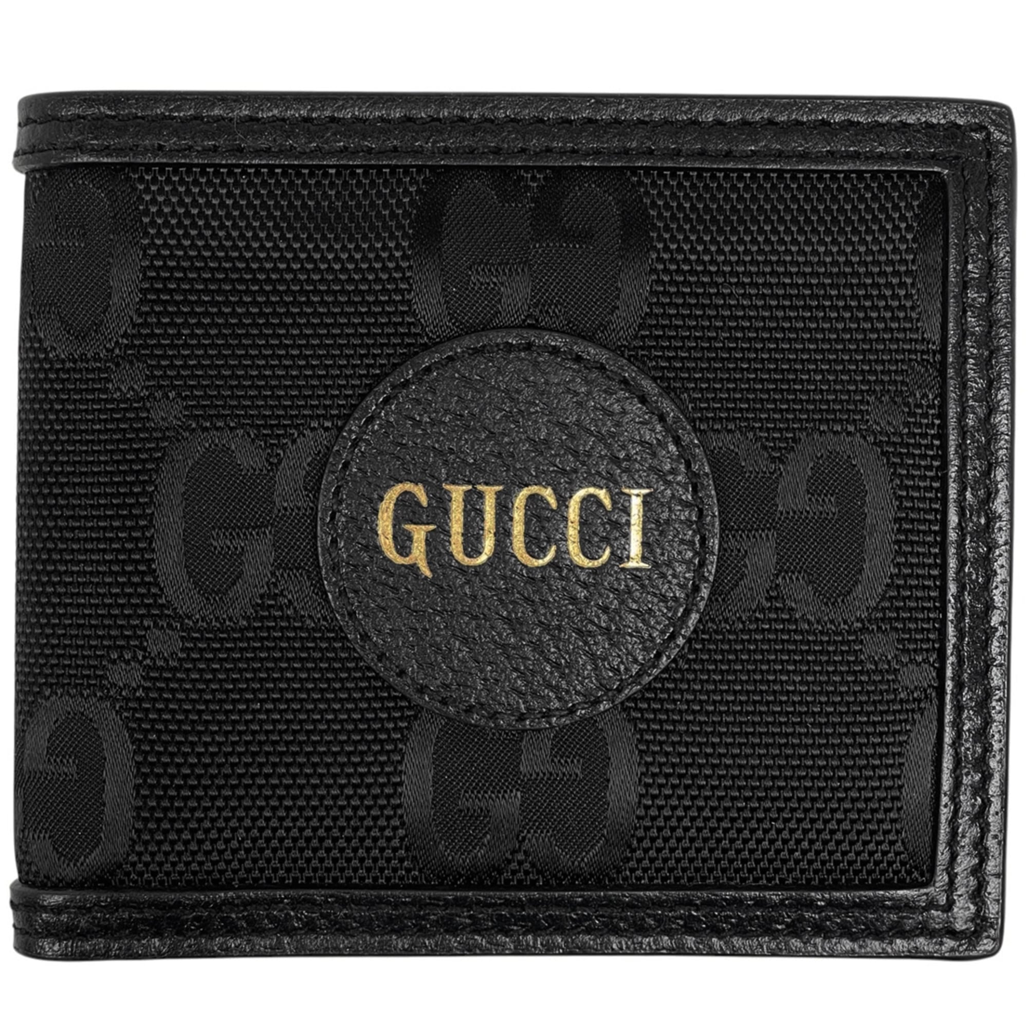 Gucci GG Pattern Off the Grid Bifold Wallet with Bill Compartment and Coin Purse, Nylon Canvas, Black, 625574, Women's