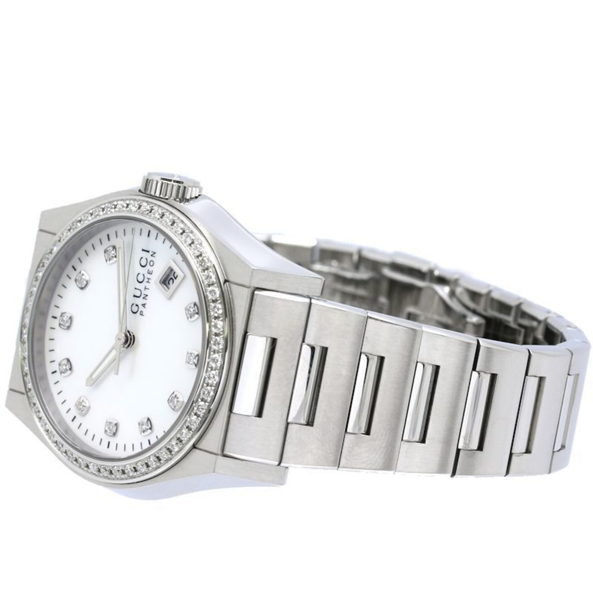 GUCCI Pantheon Bezel Diamond 10P Watch YA115404 115.4 Boys' Stainless Steel 40561 — Good