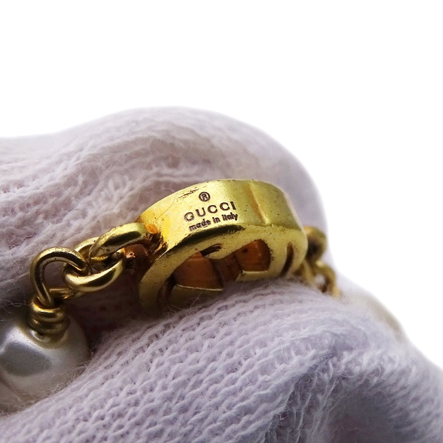 Gucci Women's Interlocking G Necklace with Faux Pearls and Gold Flowers