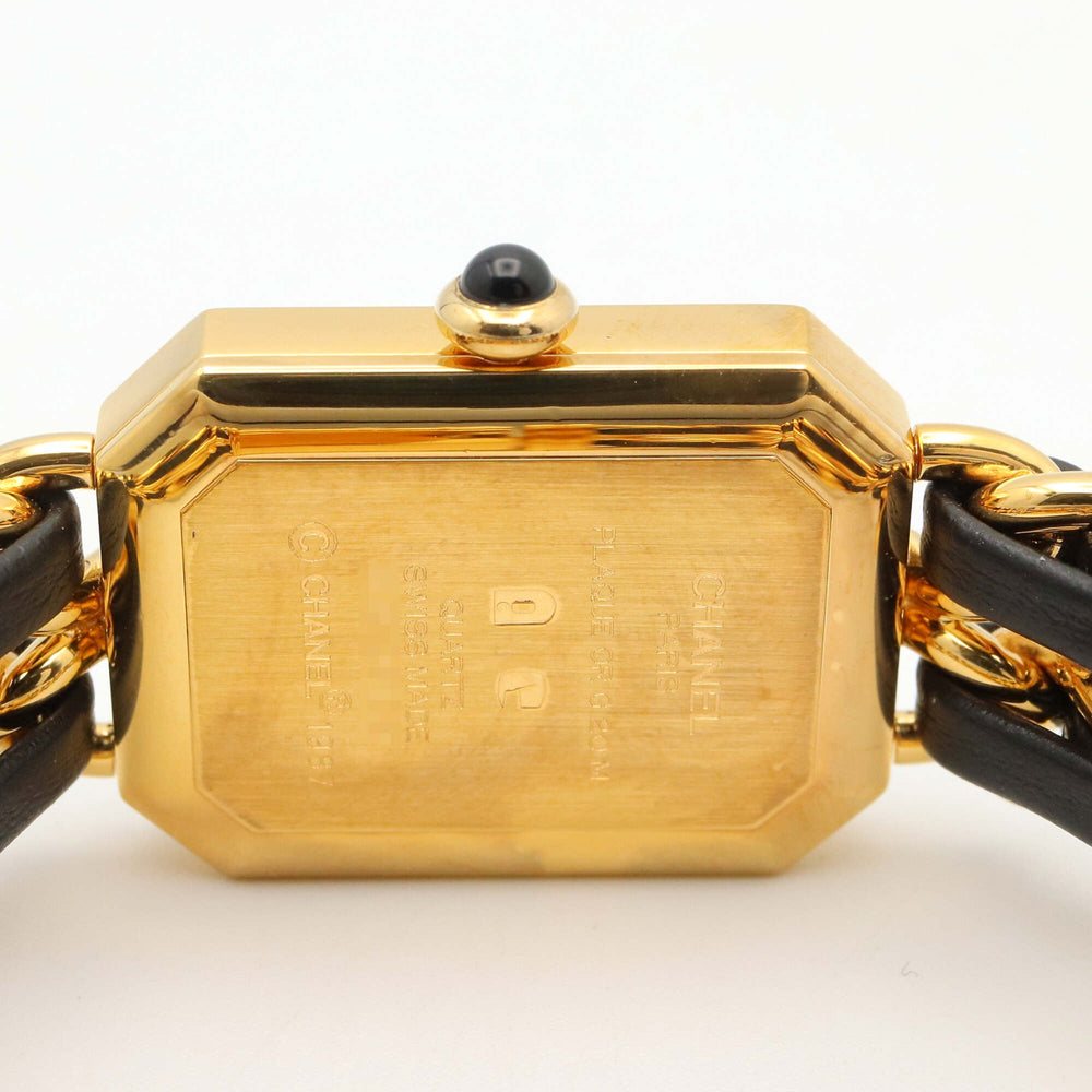 Chanel CHANEL Première S Watch, Gold Plated (GP), Leather Strap, Women's, Black, H0001 — Very Good