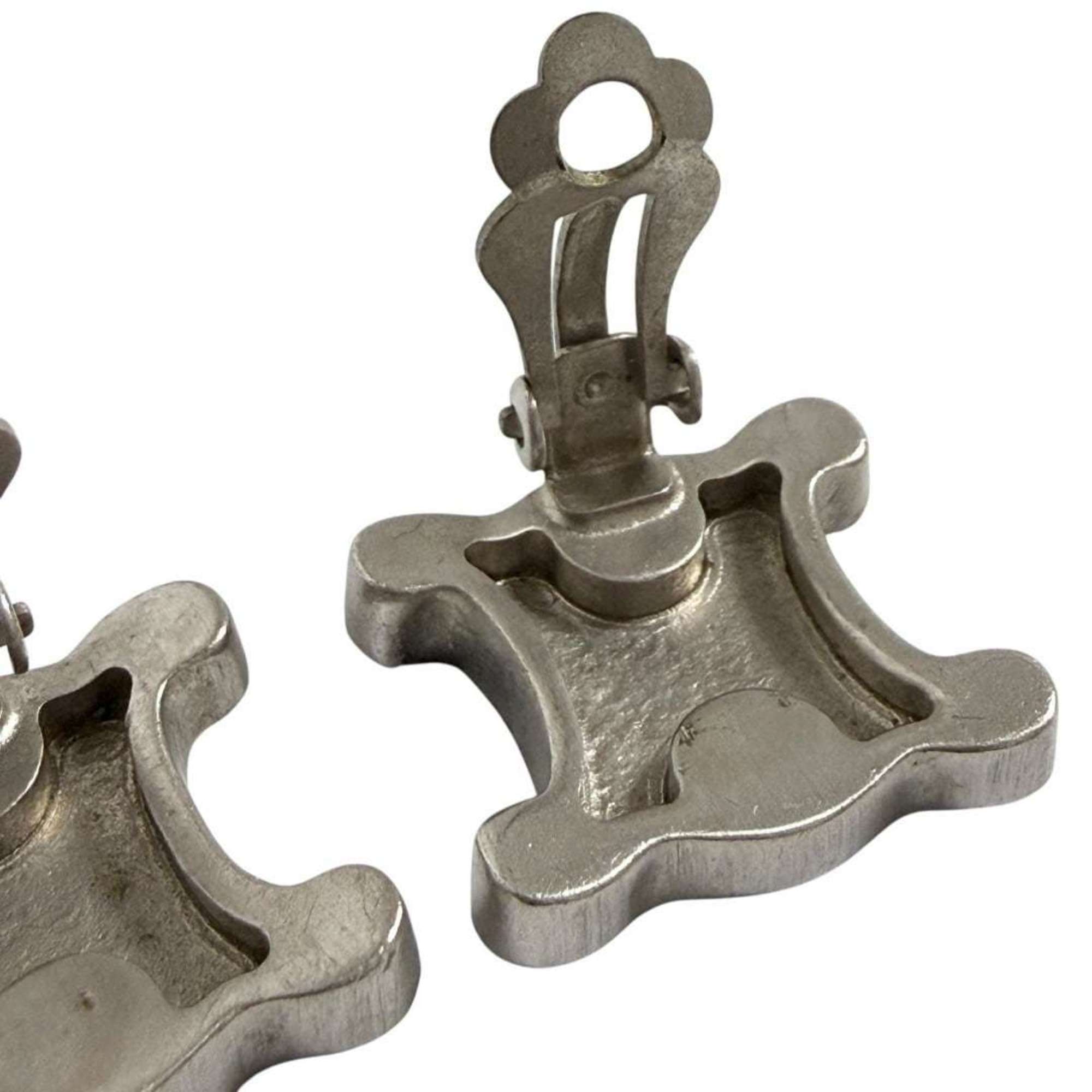 Celine Macadam Clip Earrings for Men and Women, Silver