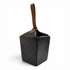 CELINE 19714 Strap Box Triomphe Canvas Handbag, Tan Brown, Made in Italy, Women's, Highly Recommended ◎ — Like New