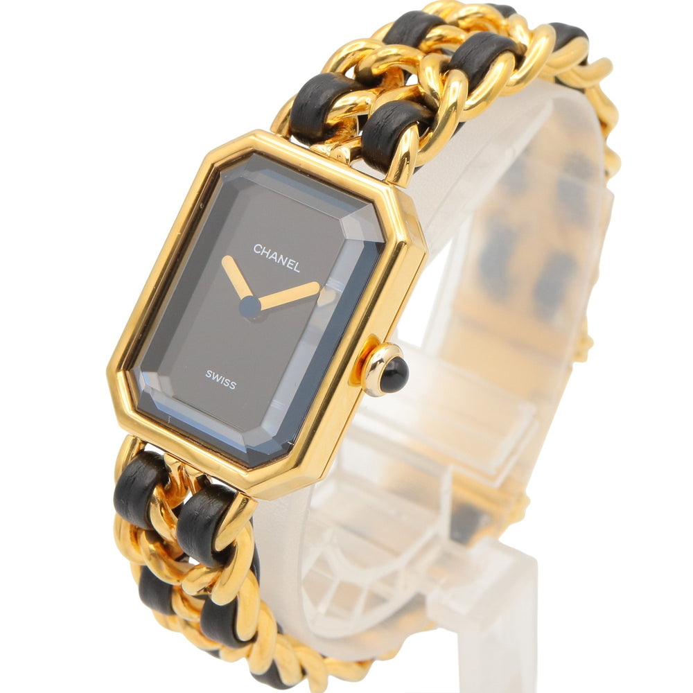 Chanel CHANEL Première M Watch, Gold Plated Leather, Women's, Black, H0001 — Very Good