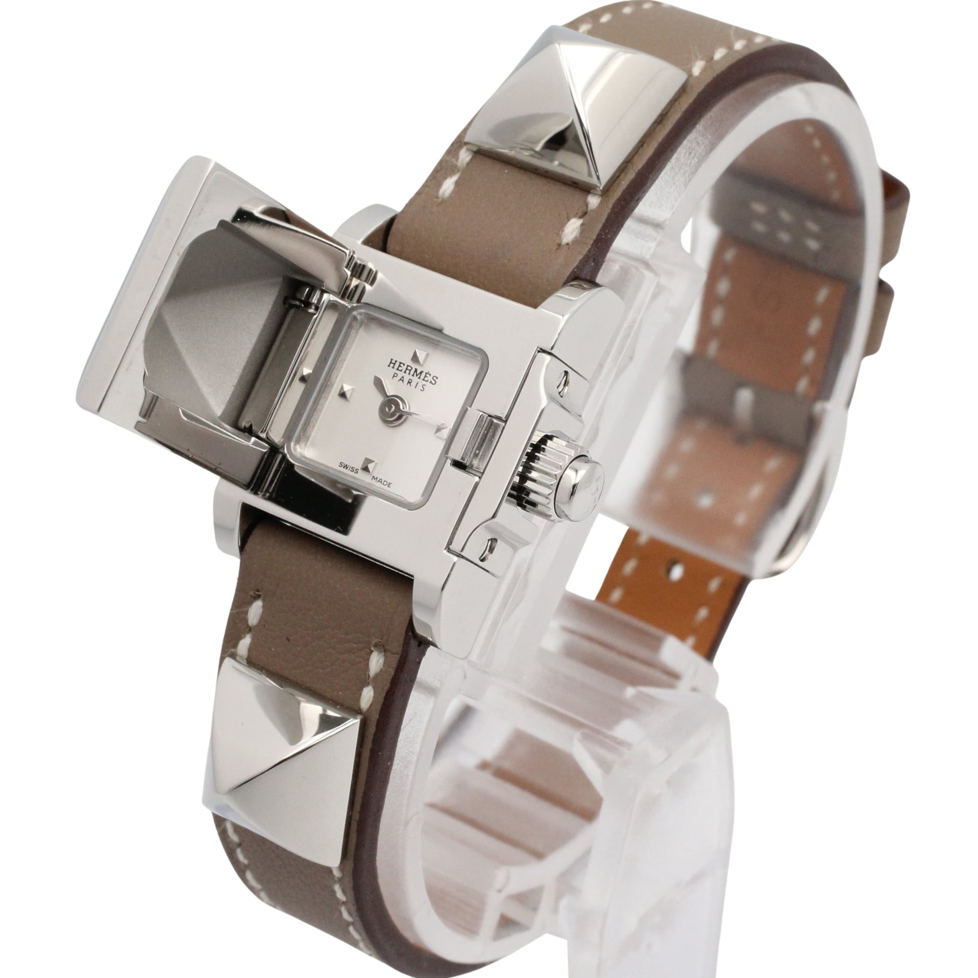 Hermes Mini Medor Watch, Stainless Steel, Leather Strap, Women's, Silver Tone, ME2.110 — Very Good