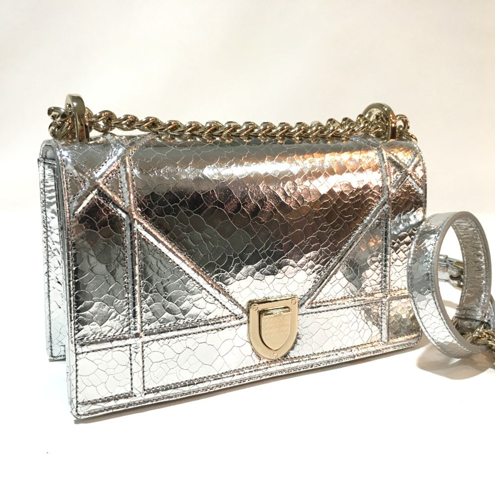CHRISTIAN DIOR Small flap bag Bag Chain Shoulder Shoulder Bag Silver GoldHardware — Like New