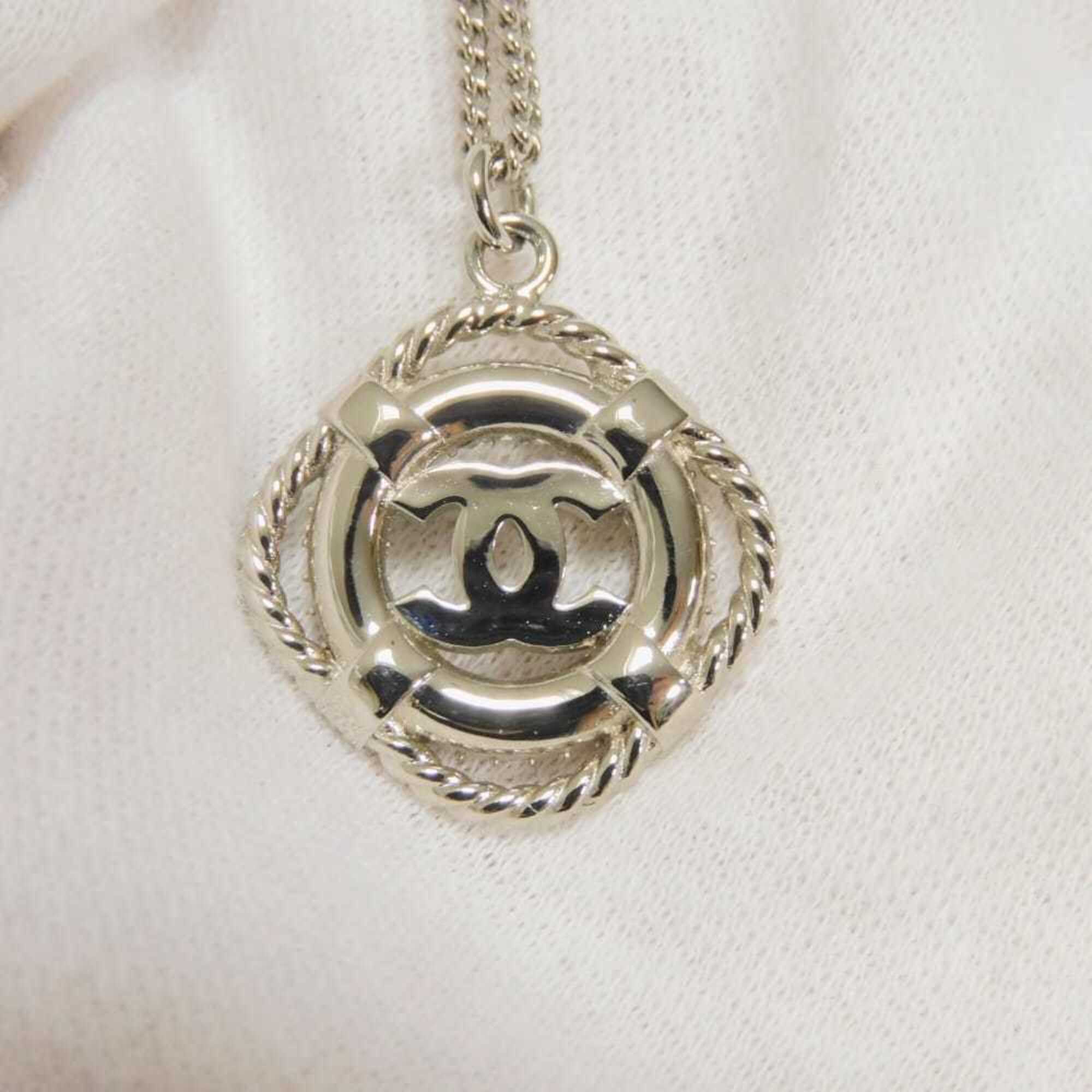 Chanel necklace, Coco Mark crystal rope circle lifesaver round rhinestone B19C CC mark clear AB0515 women's — Like New