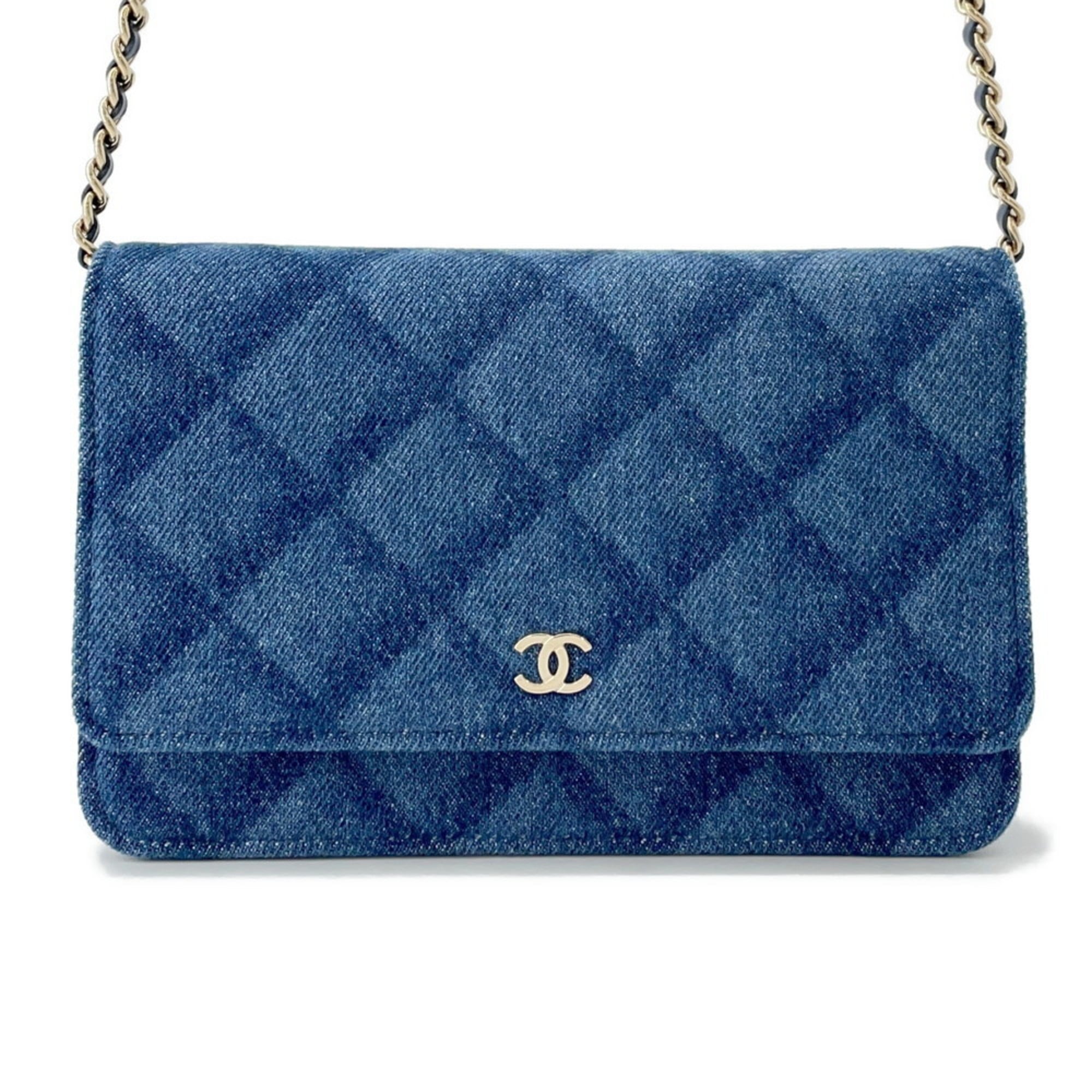 Chanel Chain Wallet Matelasse Coco Mark Denim/Leather AP0250 CHANEL