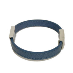 Prada Saffiano Bracelet, Size M, Enamel Blue, Silver Triangle Logo, Avio 2IB289 053 F0154, Men's/Women's — Like New