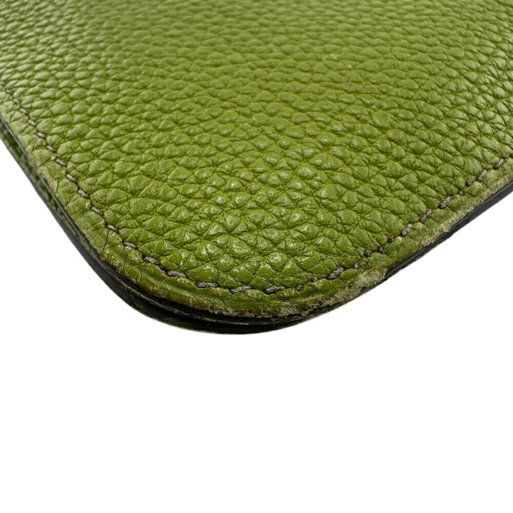 HERMES Dogon GM Long Wallet Green Unisex