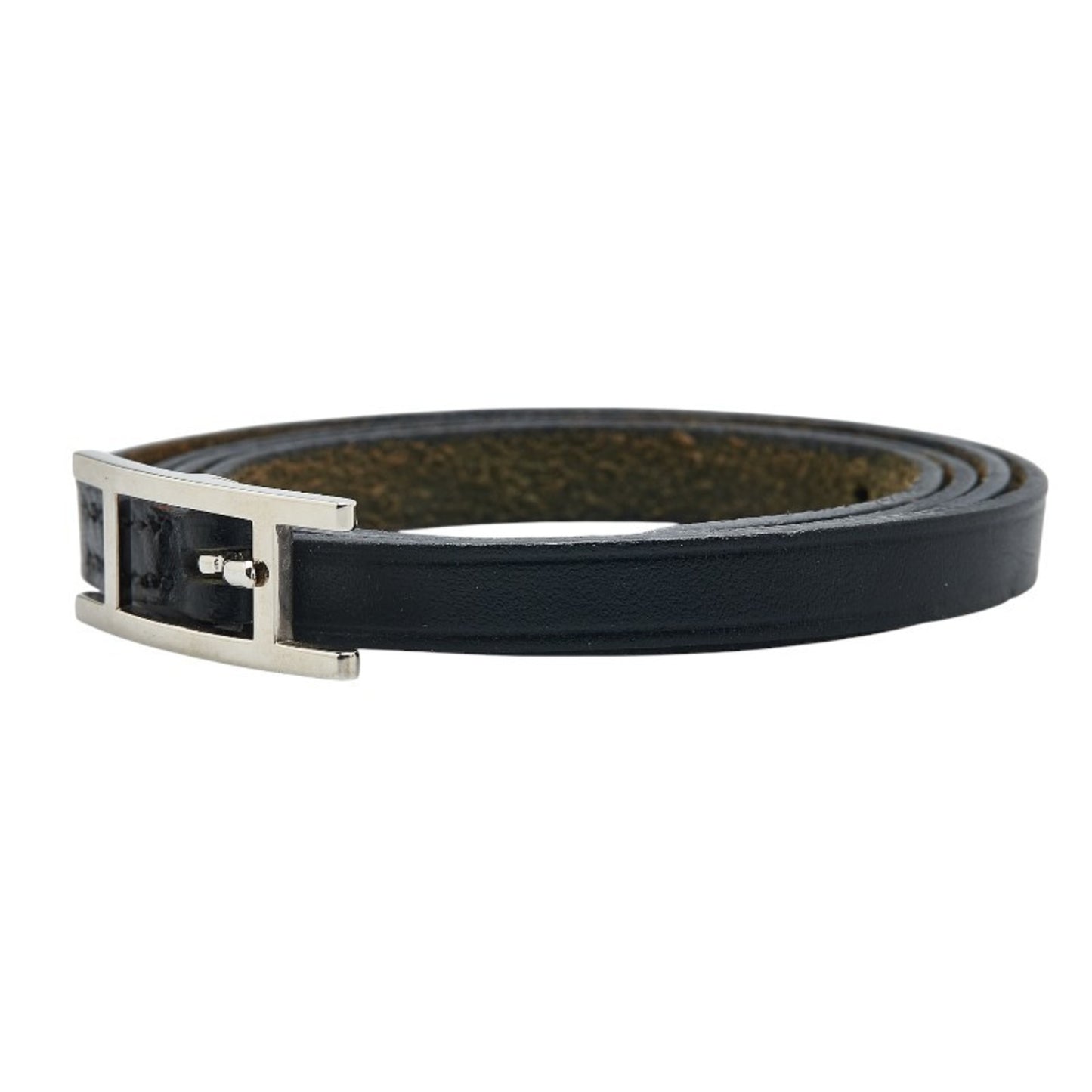 Hermes API3 Long Bracelet Black Leather Women's HERMES