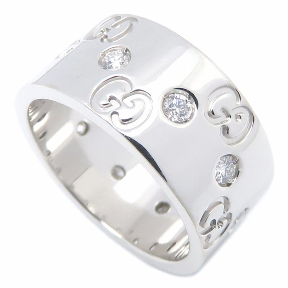 GUCCI Icon Wide Ring, Diamond Size 11, K18WG, Women's, Item No. 295401 — Like New