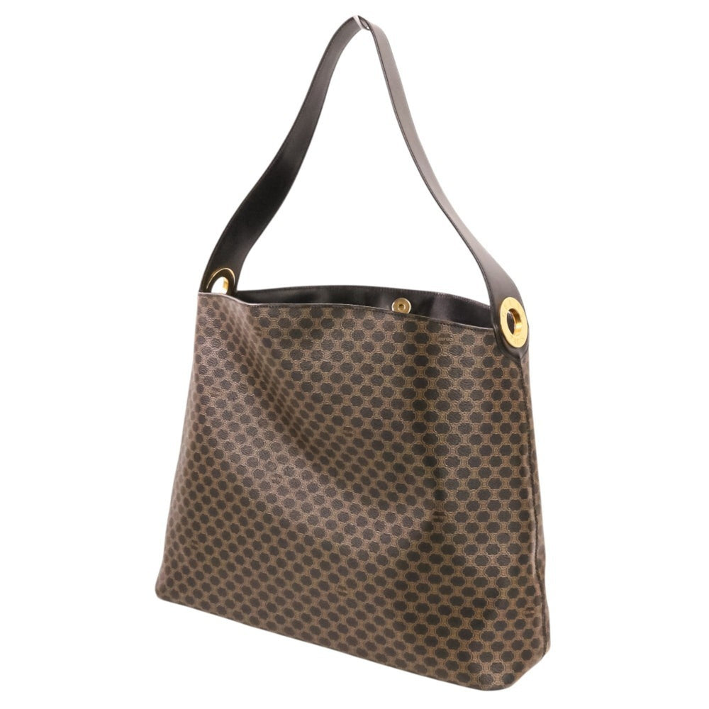 CELINE Vintage Macadam Pattern One-Shoulder Bag, Brown & Black, Women's — Like New