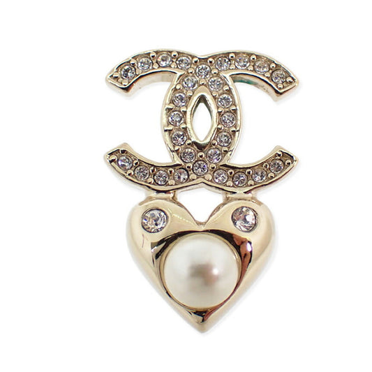 CHANEL Coco Mark Faux Pearl Rhinestone Earrings (One Piece)