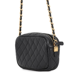 Chanel Chain Shoulder Bag, Matelassé, Coco Mark, Camera Case, Lambskin, A91796, CHANEL Pochette, Black, Handbag, Women's — Like New