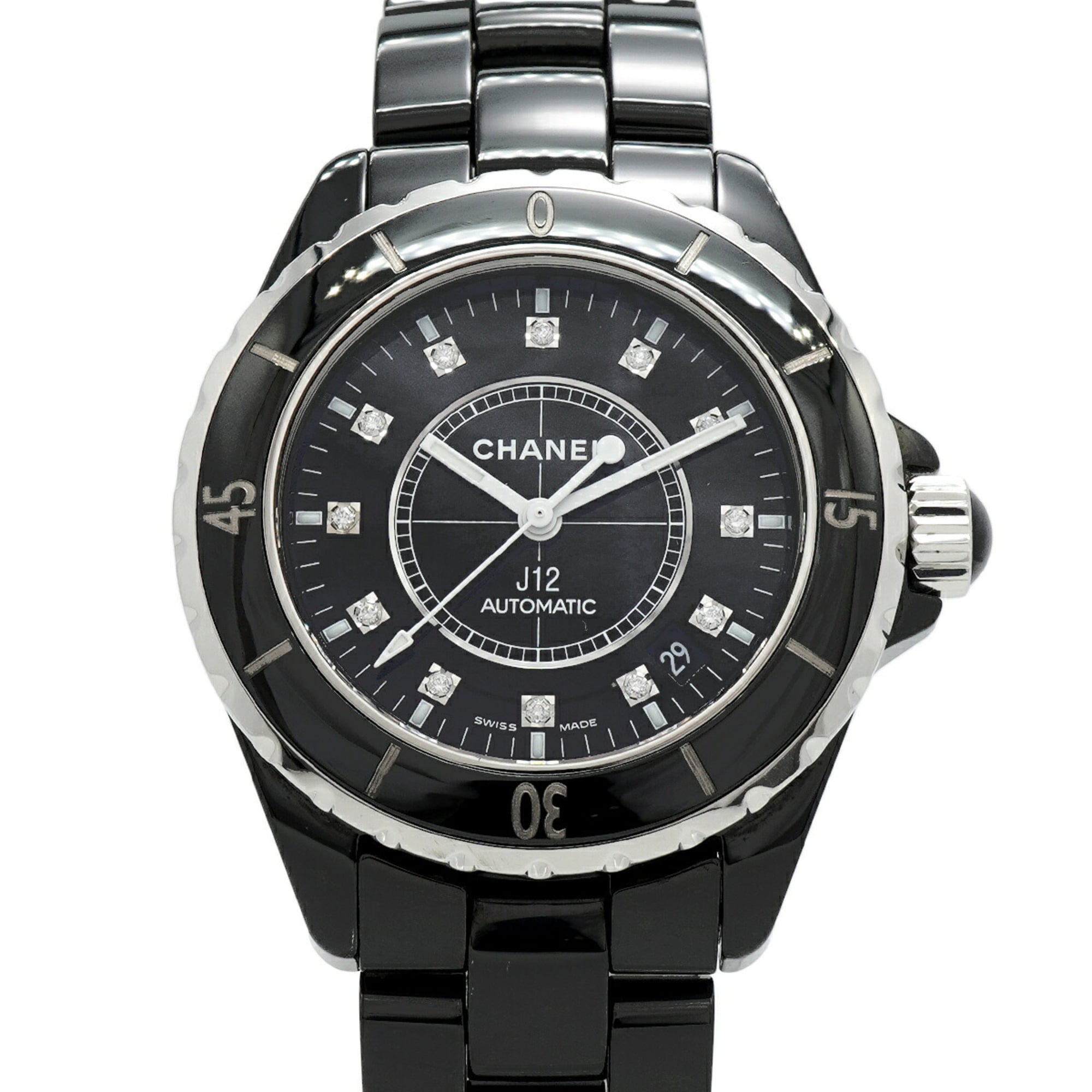 Chanel J12 Diamond H1626 Black Dial Men's Watch — Good