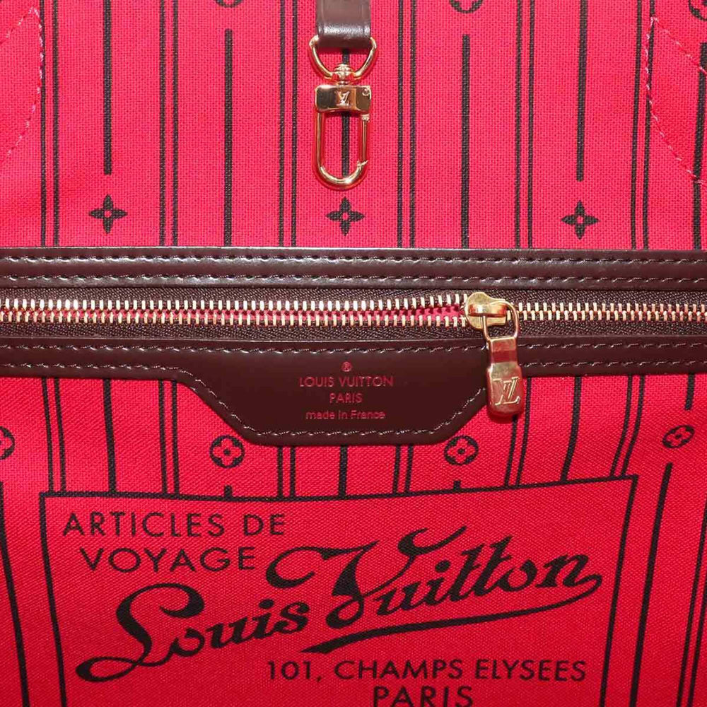 Louis Vuitton Neverfull MM Damier Tote Handbag, Ebene Cerise N51105 Brown — Like New