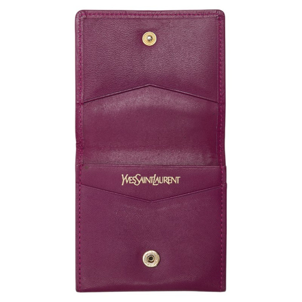 Saint Laurent YSL logo wallet/coin case, purple leather, women's, SAINT LAURENT