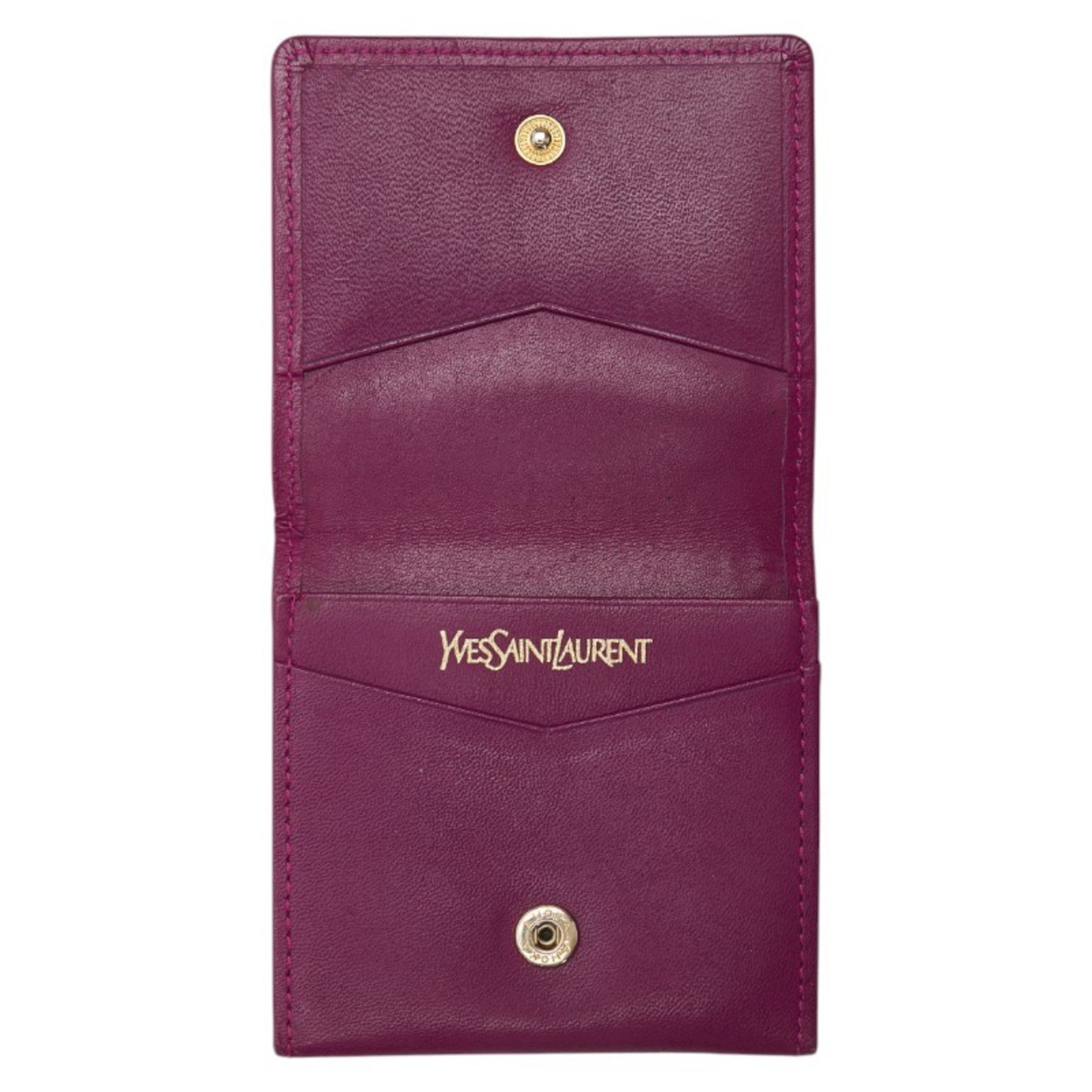 Saint Laurent YSL logo wallet/coin case, purple leather, women's, SAINT LAURENT