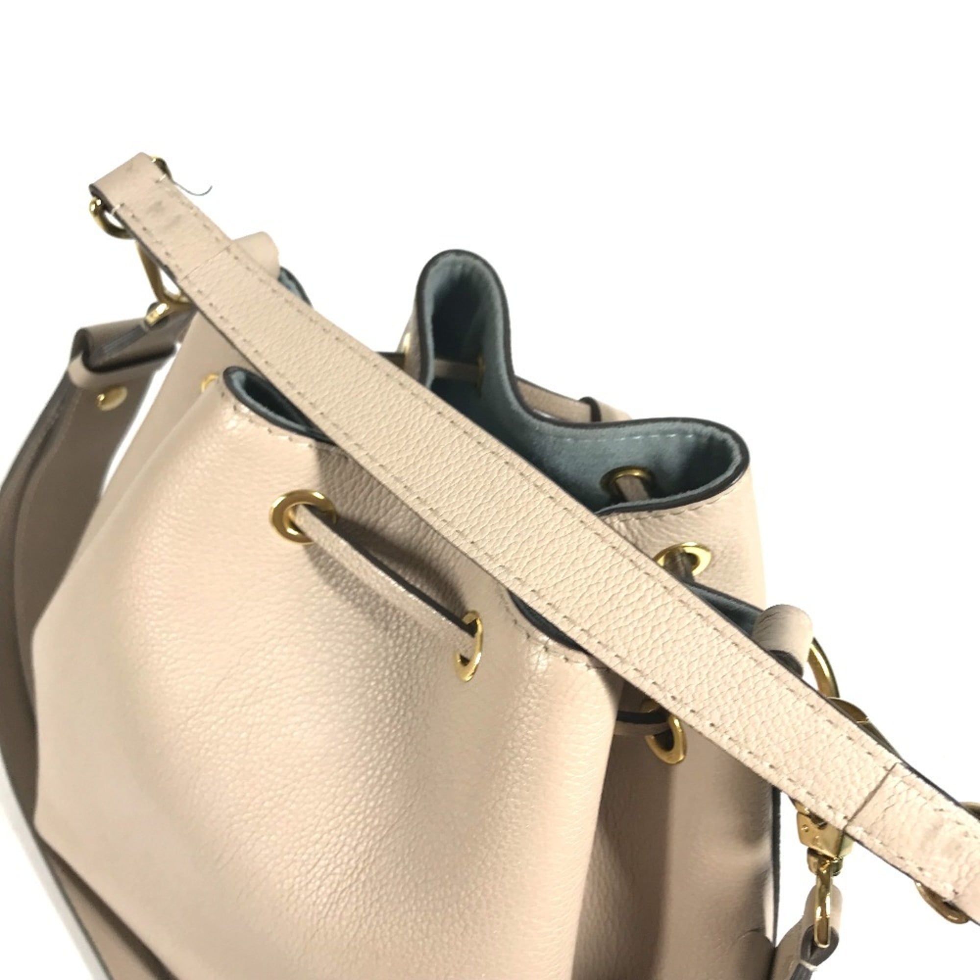 LOUIS VUITTON M57688 Lockme Bucket NV Handbag, 2-Way Drawstring Shoulder Bag, Leather, Women's, Sand Beige — Like New