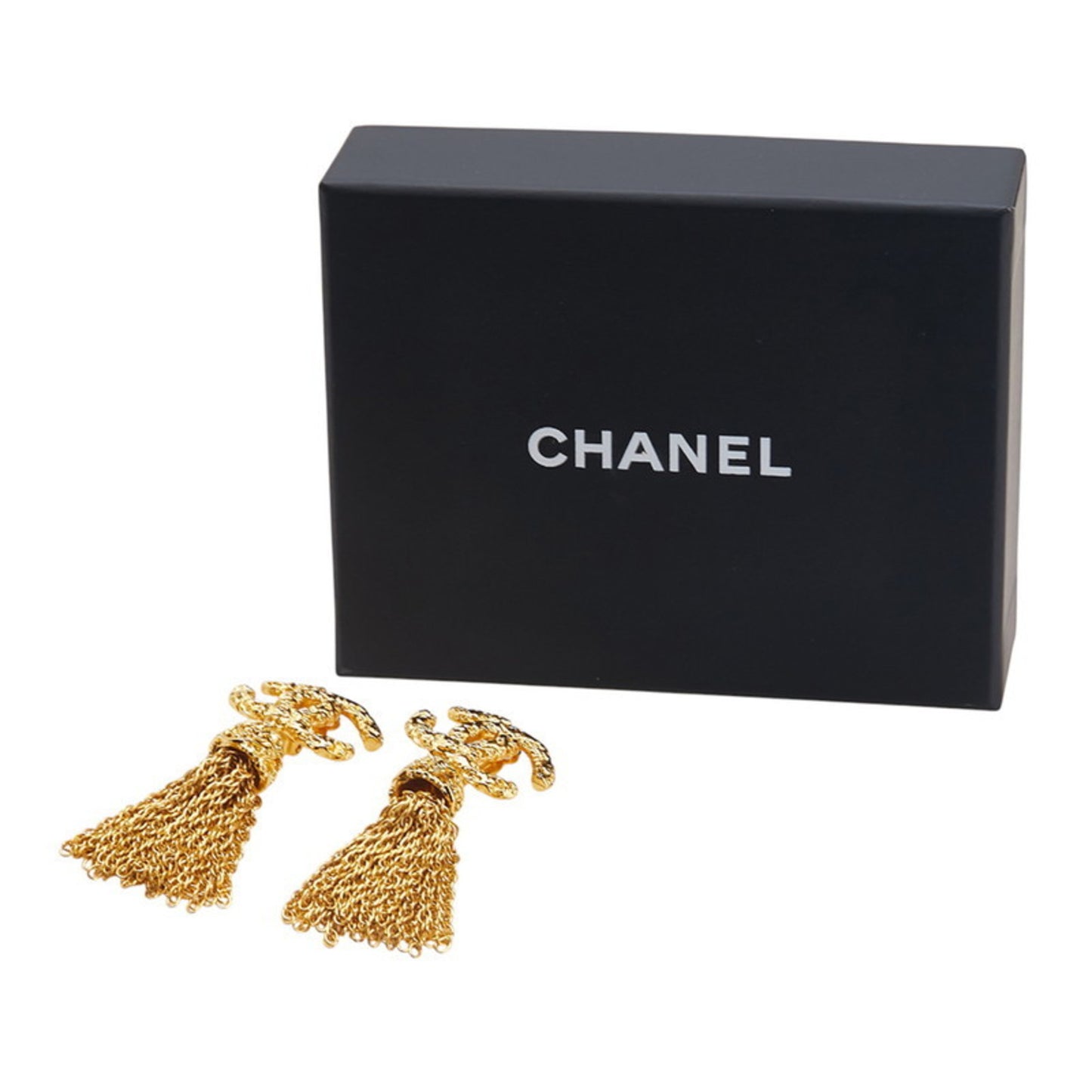 Vintage Chanel Coco Mark Lava Tassel Earrings, Gold Plated, Women's