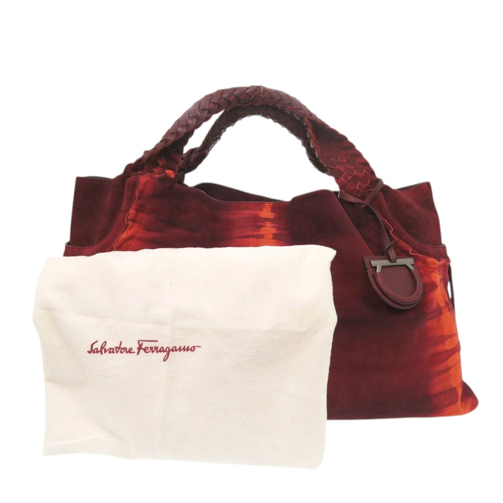 Excellent condition Salvatore Ferragamo GG-21A545 nubuck leather red tote bag, red, item number 0834