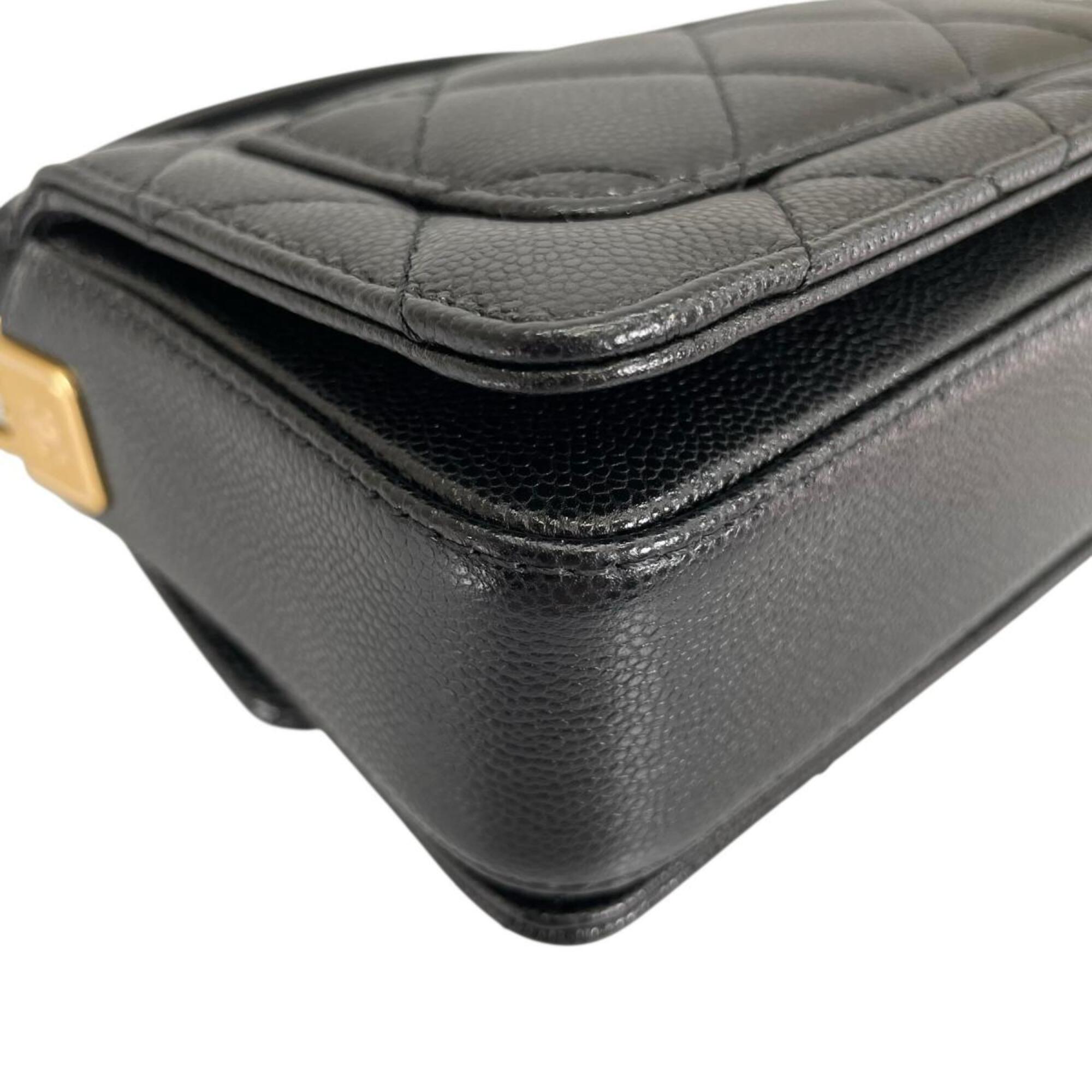 Chanel CHANEL Handbag Flap Bag Caviar Skin Matelassé Handle Mini Leather AS5164 Black — Like New