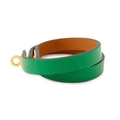 Hermes Mini Kelly Double Tour Bracelet, Bamboo, Chevre Mysore, U stamp, Size T2 — Like New