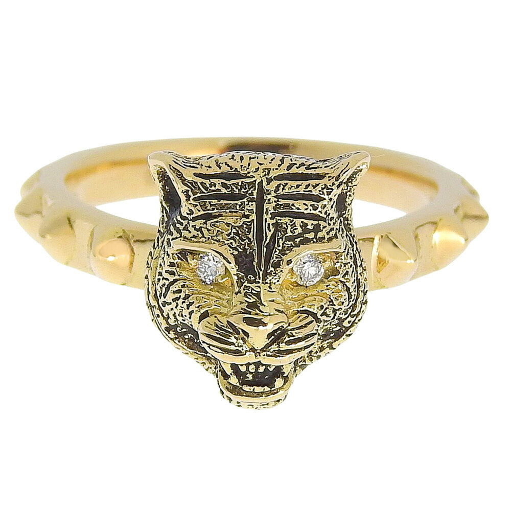 Gucci Le Marché des Merveilles Cat Ring, 18K Yellow Gold, Melee Diamonds, Size #9 (approx. US size 9), approx. 7.0g, Tiger pattern — Like New