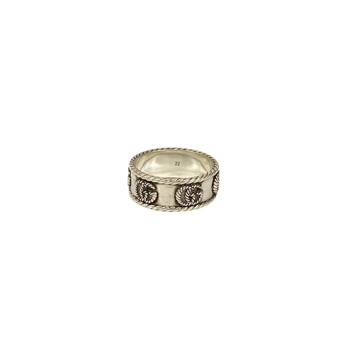 GUCCI Double G Wide Ring, Sterling Silver, Size 20, Men's, 51441