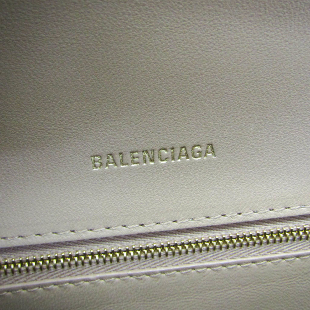 Balenciaga Hour Glass 593546 Women's Leather Handbag,Shoulder Bag Pink Beige — Like New