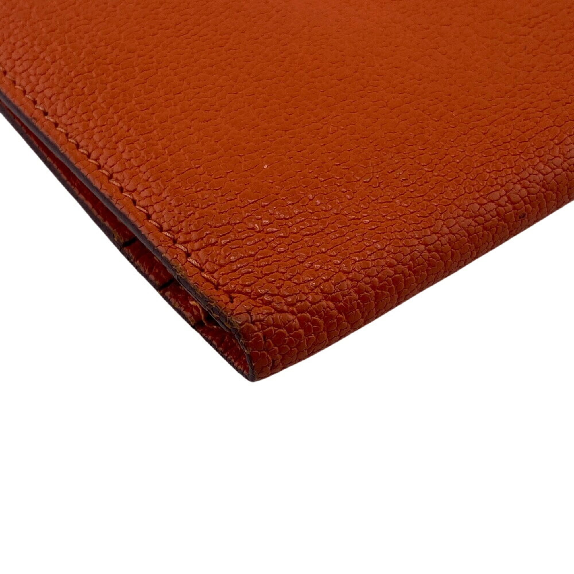 HERMES Bearn long wallet, orange, women's