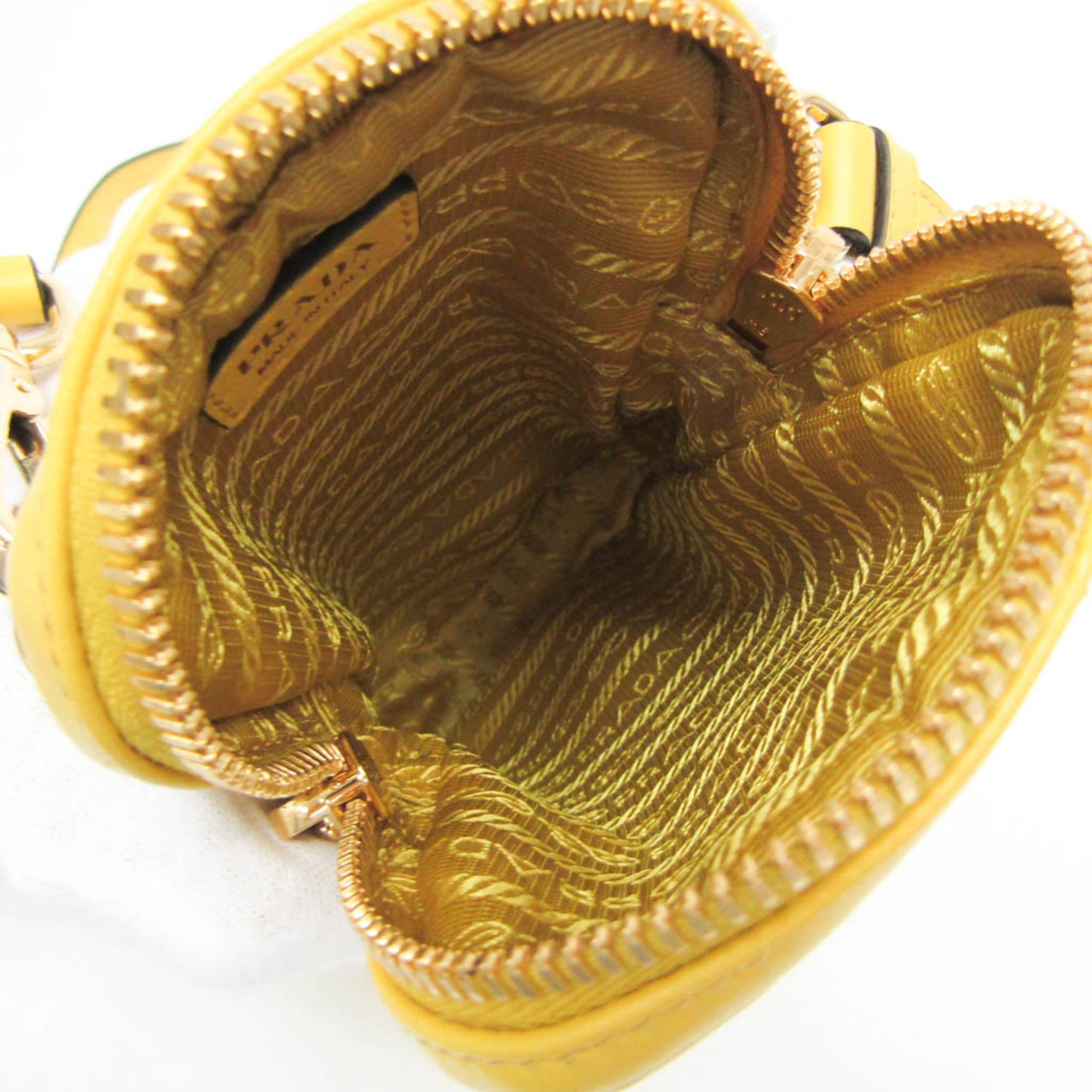 Prada Small Shoulder Pouch PELLETTERIA 9Y21OM Women's Leather Pouch,Shoulder Bag Yellow — Like New