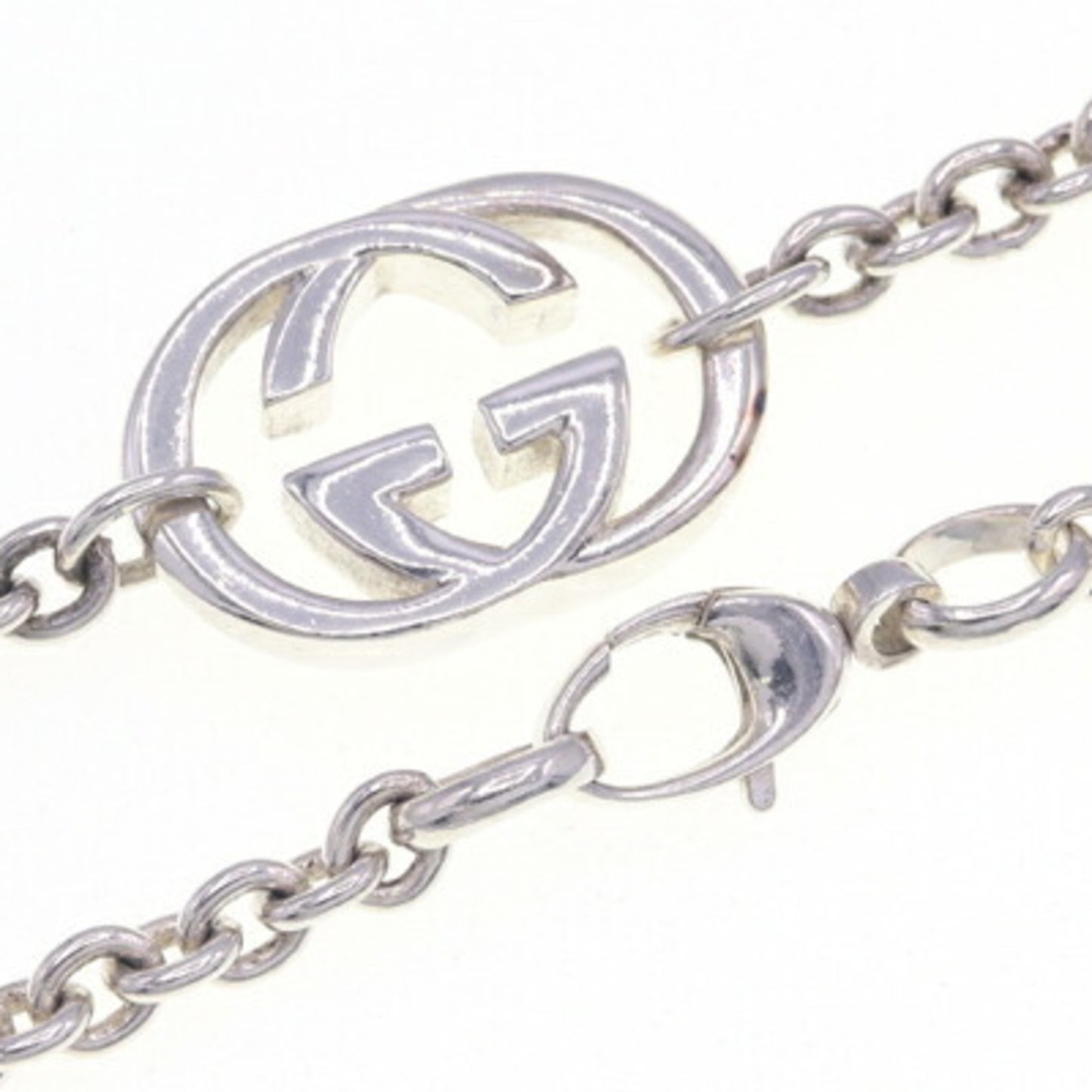 Gucci Double G Necklace 190489 SV Sterling Silver 925 Pendant Choker Interlocking Women's Men's GUCCI