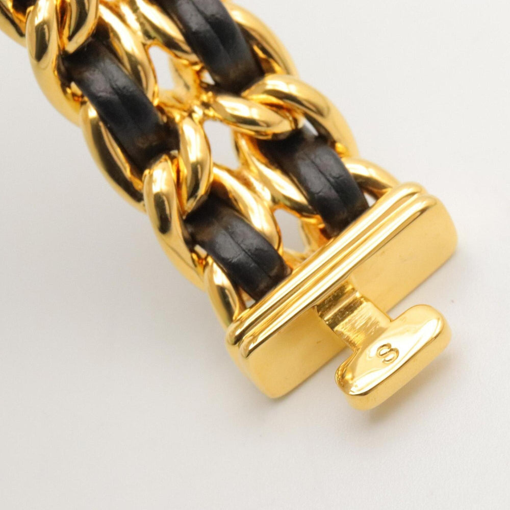 Chanel CHANEL Première S Watch, Gold Plated (GP), Leather Strap, Women's, Black, H0001 — Very Good