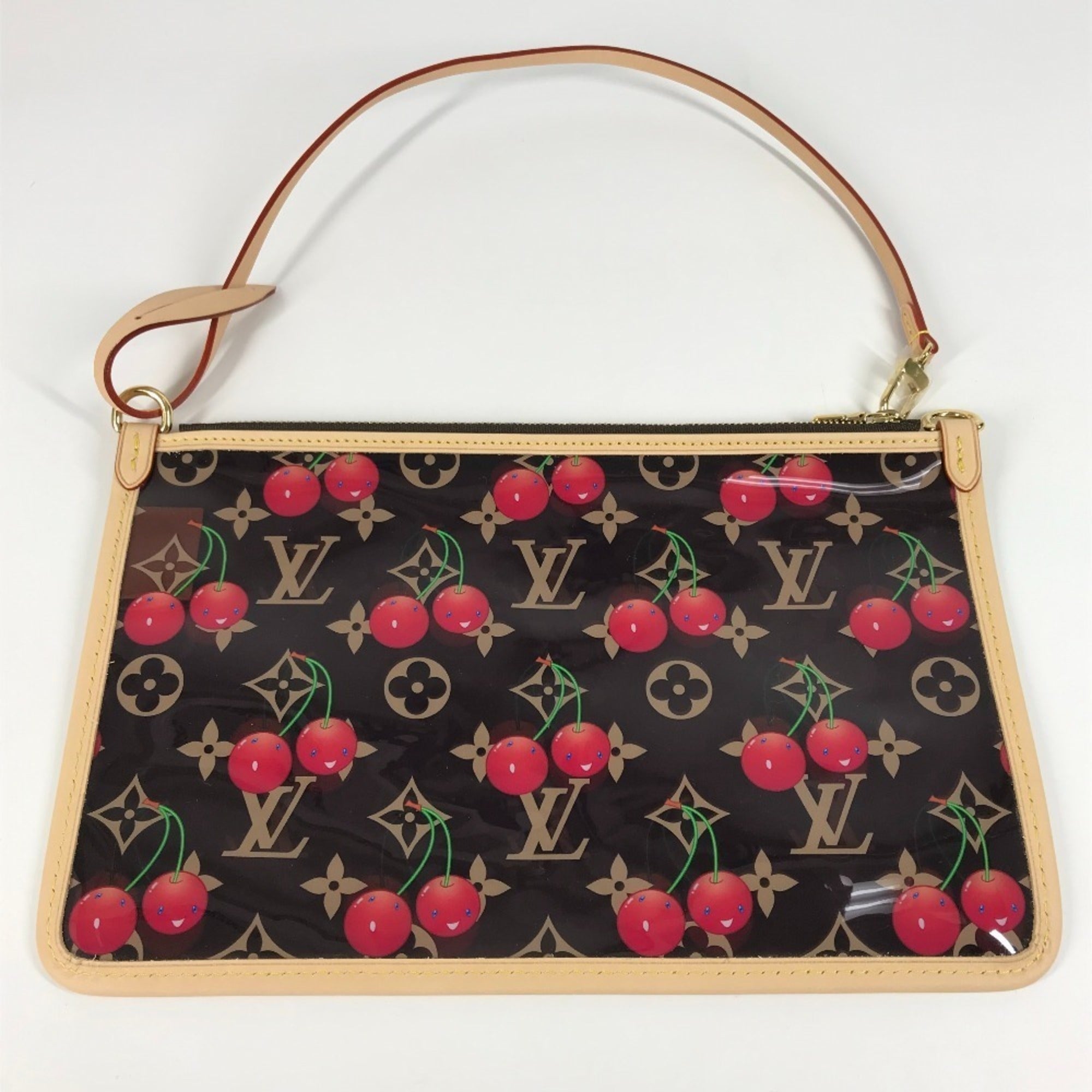 LOUIS VUITTON M14306 LV x TM Monogram On the Go GM by Takashi Murakami, Women's Brown Leather Shoulder Bag, Like New — Like New