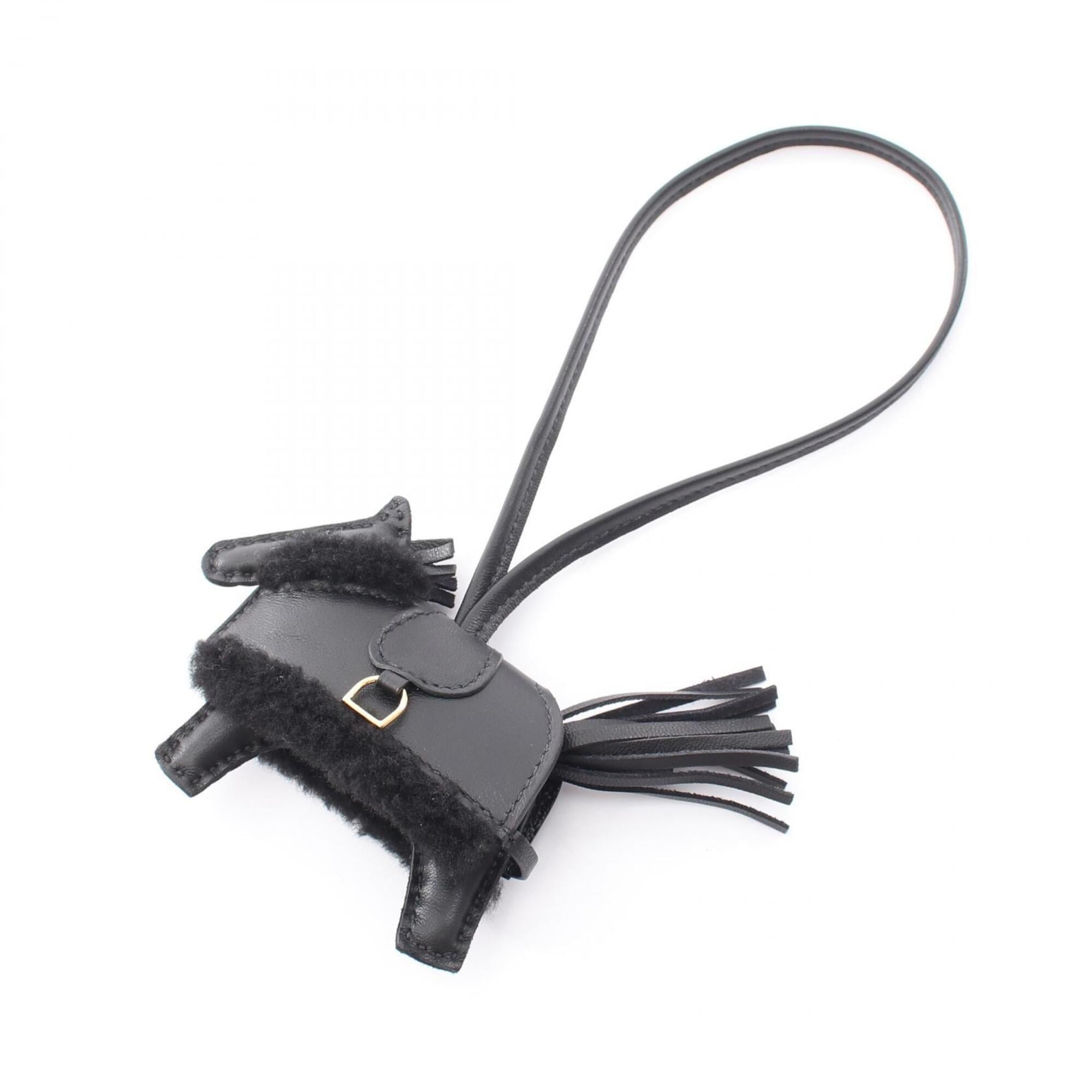 Hermes Rodeo PM Robeoplash Charm Accessory, Wool Agneau Milo, Veau Swift, Women's, Black — New - Store Return
