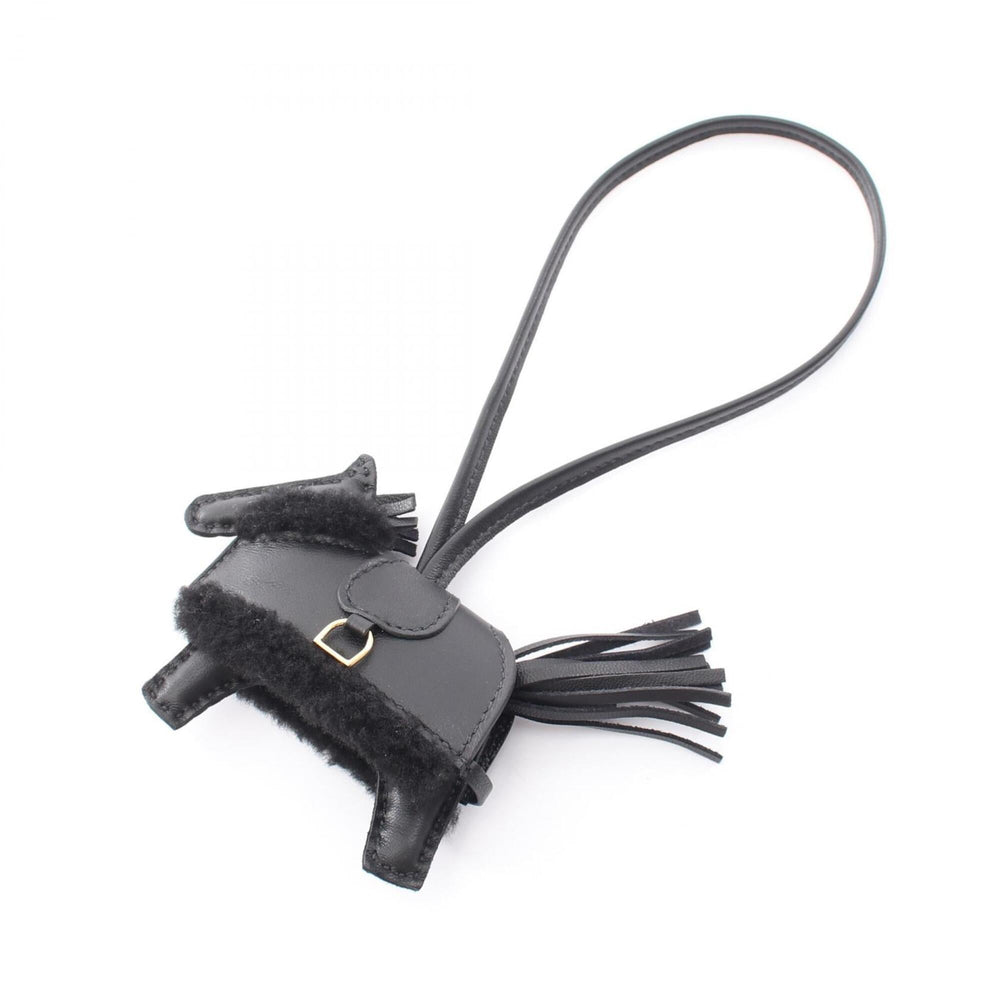 Hermes Rodeo PM Robeoplash Charm Accessory, Wool Agneau Milo, Veau Swift, Women's, Black — New - Store Return