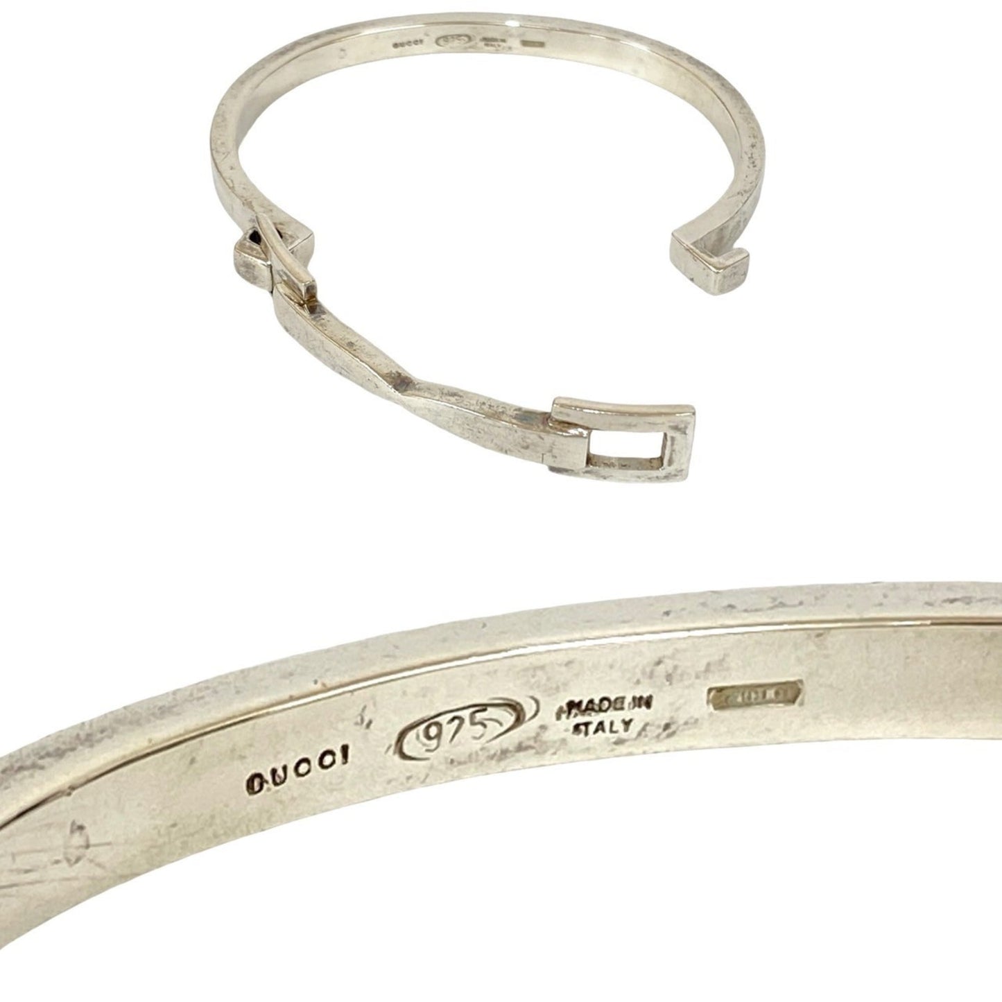 GUCCI Horsebit Belt Motif Bangle Bracelet in Silver 925 (56734)