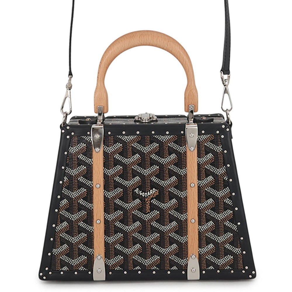 Goyard Saigon Mini Trunk Bag Wood SAIMA3MINTY01CL01P GOYARD Black 2-way Handbag — Like New