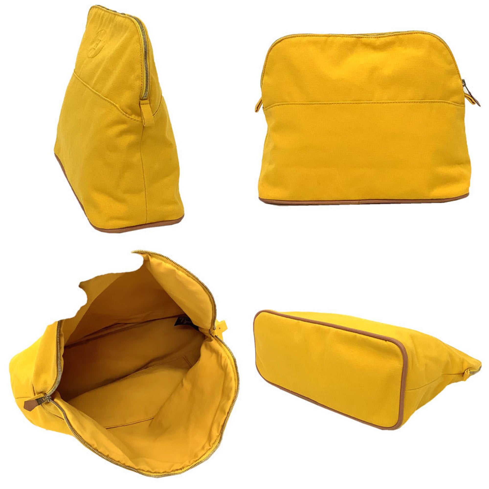 Hermes HERMES Bolide Pouch GM TROUSSE BOLIDE Cotton Canvas Yellow — Like New