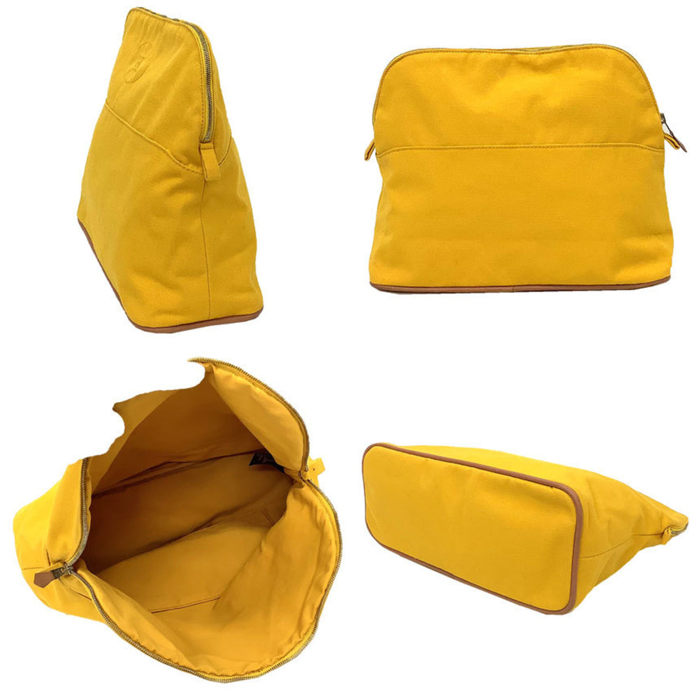 Hermes HERMES Bolide Pouch GM TROUSSE BOLIDE Cotton Canvas Yellow — Like New